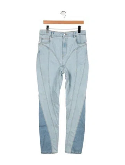 Pre-owned Mugler Colorblock Pattern Straight Leg Pants In Blue