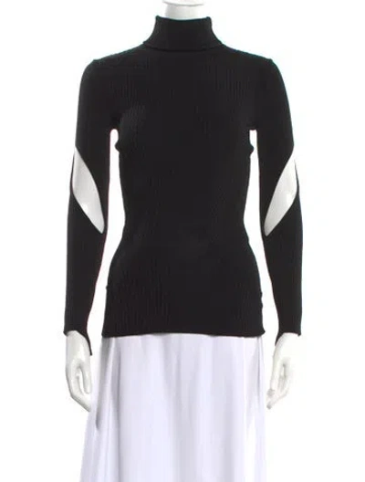 Pre-owned Mugler Colorblock Pattern Turtleneck Top In Black
