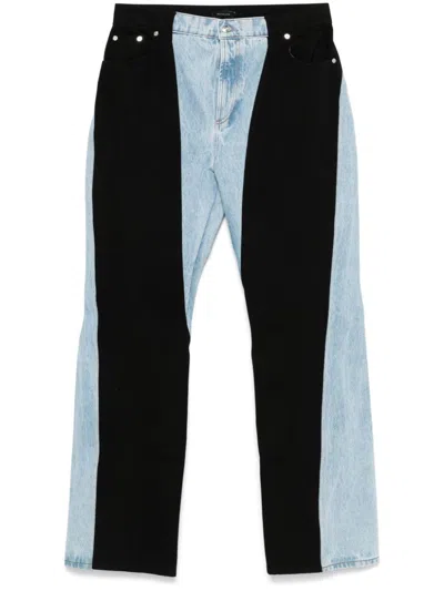 Mugler Colourblock Straight-leg Jeans In B8999 - Tokyo Blue Black