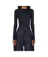 Mugler Logo-embossed Long-sleeved Bodysuit In Black