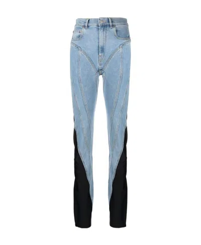 Mugler Contrast-panel Slim-fit Jeans In Blue