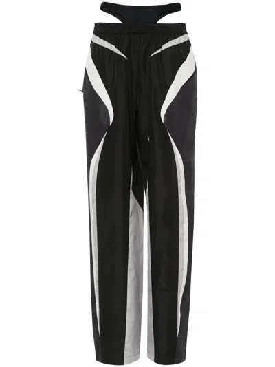 Mugler Contrast Tapered Trousers In Black