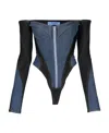 MUGLER CORSET DENIM BODYSUIT