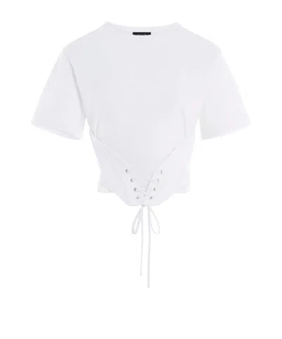 Mugler Corset Detail Cotton T-shirt In White