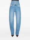 Mugler Corset-detail Curved Jeans In Blue