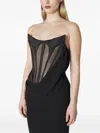 Mugler Corset Draped Maxi Dress In Black