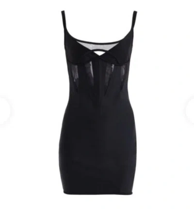 Pre-owned Mugler Corset Dress Size 12 Genuine Rrp £1370 U1 In Black