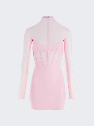 Mugler Corset Illusion Dress In Pink