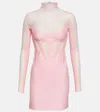 Mugler Corset Illusion Dress In Pink