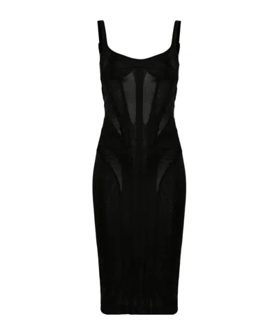 Mugler Corset-style Midi Dress In Blau