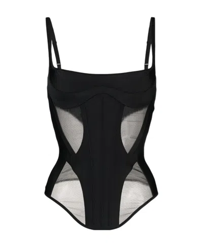 MUGLER CORSET-STYLE SPAGHETTI-STRAP TOP