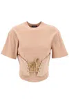 Mugler Cotton Jersey Corset T-shirt In Neutro