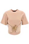 Mugler Cotton Jersey Corset T-shirt In Tan Tan