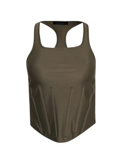 Mugler Corset Top Khaki In Green