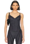 Mugler Corset Top In Raw Blue & Black
