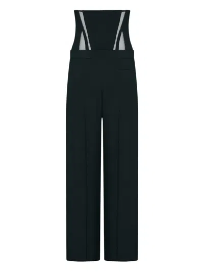 Mugler High Waist Wide Leg Trousers In Black