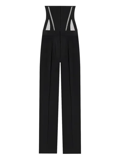 Mugler High Waist Wide Leg Trousers In Black