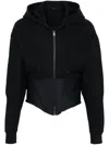 Mugler Corseted Hoodie In Black