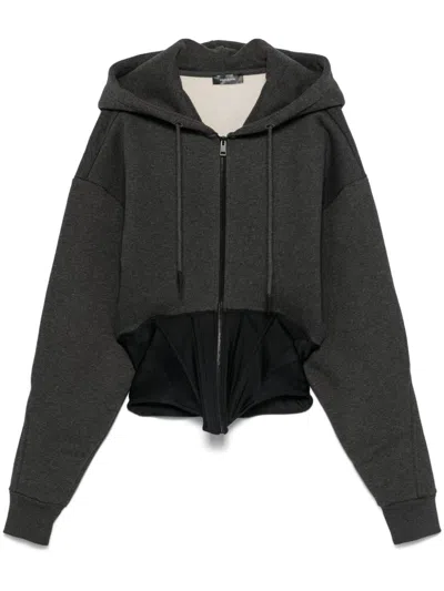 Mugler Corseted Hoodie In Grey