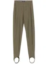 Mugler Corset Leggings Woman Khaki In Green