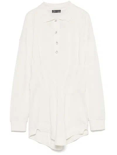 Mugler Corseted Polo Mini Dress In White