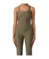 Mugler Khaki Corseted Tank Top In Brown