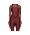 Mugler Red Corseted Tank Top In Brown
