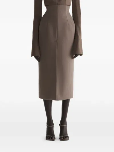 Mugler Corset-embellished Skirt In Brown