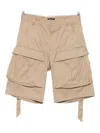 Mugler Cotton Cargo Shorts In Neutral