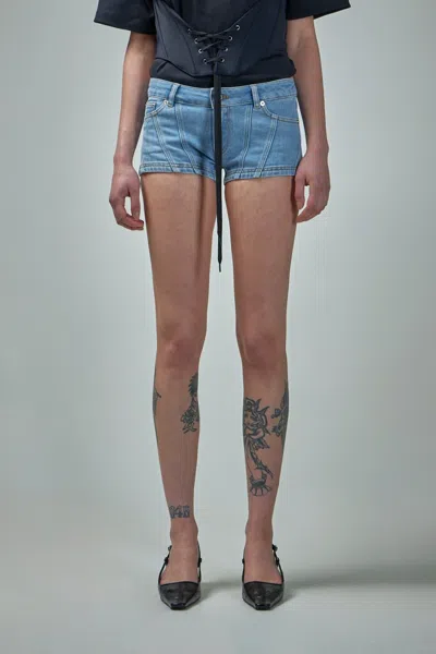 Mugler Cotton Denim Short L. In Blue