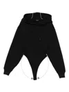 Mugler Cotton Hooded Bodysuit In Black