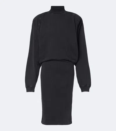 Mugler Cotton Jersey Sweatshirt Dress In Black