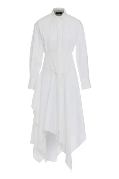 Mugler Cotton Poplin Shirtdress In White