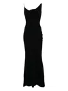Mugler Metallic-detail Crepe Gown In Black