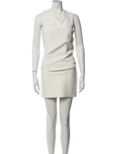 Pre-owned Mugler Cowl Neck Mini Dress In Neutrals