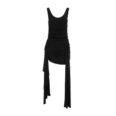Mugler Crafted In Viscose And Polyamide Blend Dress In Black