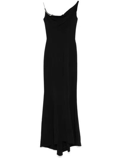 Mugler Crepe Maxi Dress In Black