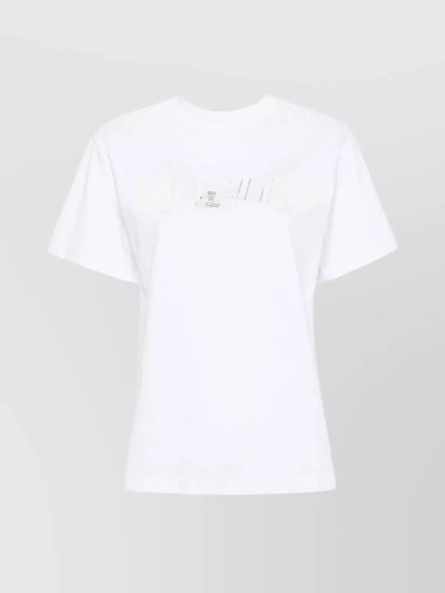 MUGLER CREW NECK JERSEY TOP WITH SHORT SLEEVES AND STRAIGHT HEM