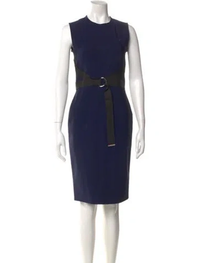 Pre-owned Mugler Crew Neck Knee-length Dress In Blue