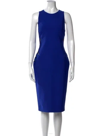 Pre-owned Mugler Crew Neck Knee-length Dress In Blue