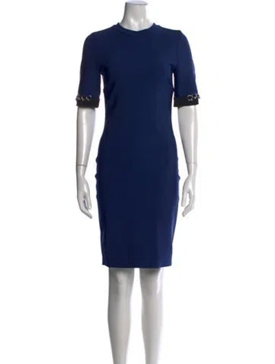 Pre-owned Mugler Crew Neck Knee-length Dress In Blue