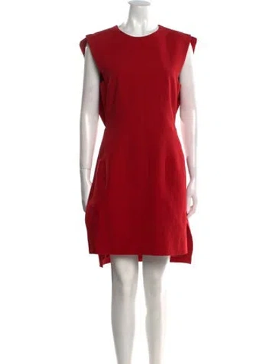 Pre-owned Mugler Crew Neck Knee-length Dress In Red