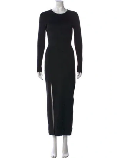 Pre-owned Mugler Crew Neck Long Dress In Black