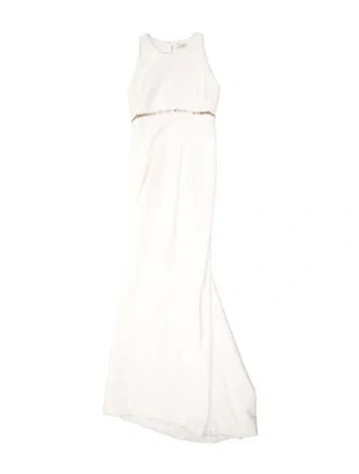 Pre-owned Mugler Crew Neck Long Dress In Neutrals