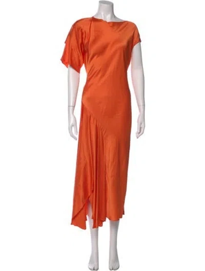 Pre-owned Mugler Crew Neck Long Dress In Orange