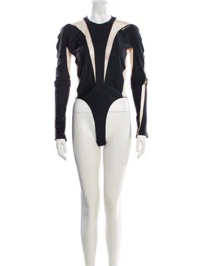 Pre-owned Mugler Crew Neck Long Sleeve Bodysuit In Black