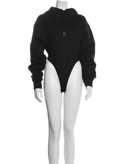 Pre-owned Mugler Crew Neck Long Sleeve Bodysuit In Black