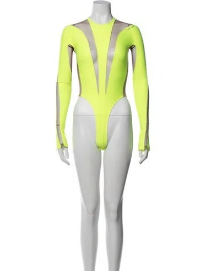 Pre-owned Mugler Crew Neck Long Sleeve Bodysuit In Green