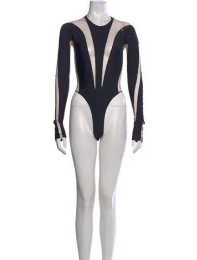 Pre-owned Mugler Crew Neck Long Sleeve Bodysuit In Multi