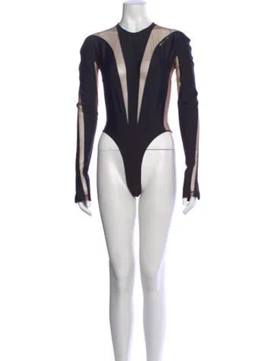 Pre-owned Mugler Crew Neck Long Sleeve Bodysuit W/ Tags In Blue